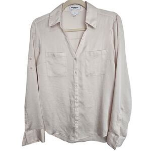 Express Womens Portofino Shirt Slim Career Office Staple Neutral Minimalist Sz S